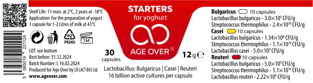 AgeOver 30 Yogurt Starters